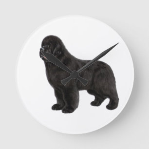Horloge Ronde Œuvre d'art représentant un chien de Terre-Neuve d