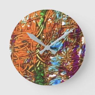 Horloge Ronde Œuvres d'art en marbre orange, vert, bleu, violet