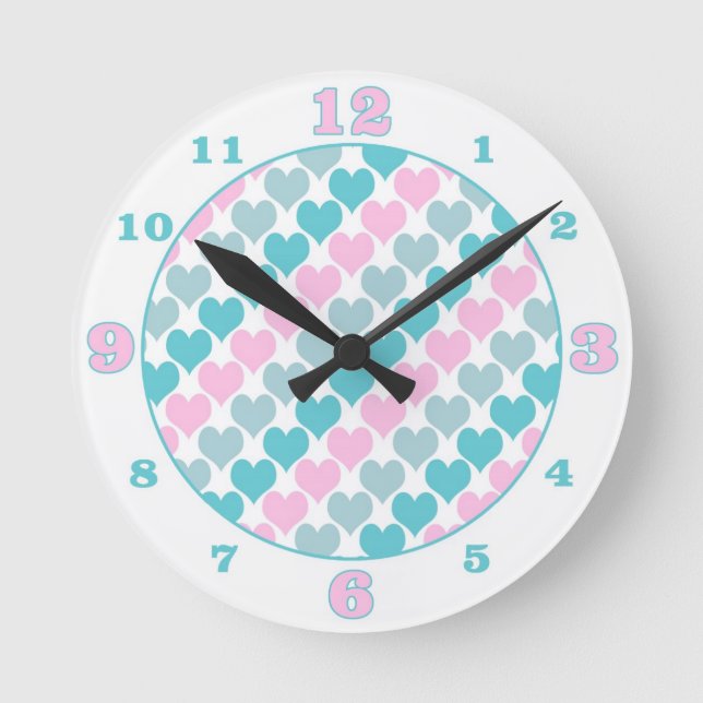 Horloge Ronde Oh Coeurs Bébés - Pastel (Recto)