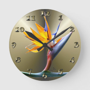 Horloge Ronde Oiseau de fleur de paradis