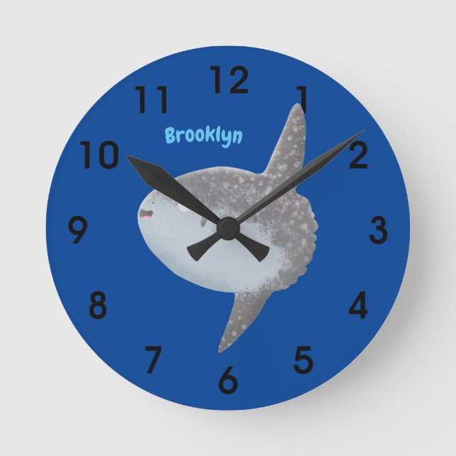Horloge Ronde Oiseau de mer mola mola mignonne caricature (Recto)