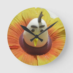 Horloge Ronde Oiseau sculpté en Tournesol Imprimer