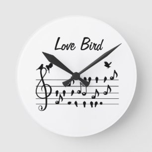 Horloge Ronde Oiseaux Amoureux Chanson Oiseaux sur Partition de 