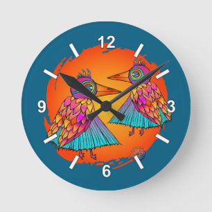 Horloge Ronde Oiseaux de couleur