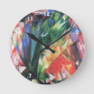 Horloge Ronde Oiseaux (Vogel) de Franz Marc, Art Cubisme Vintage