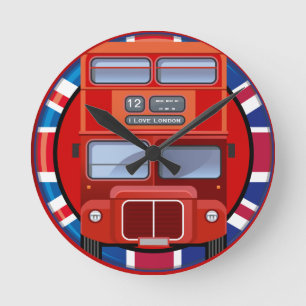 Horloge Ronde Old London Red Double Decker
