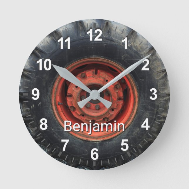Horloge Ronde Old Tractor Tire (Recto)