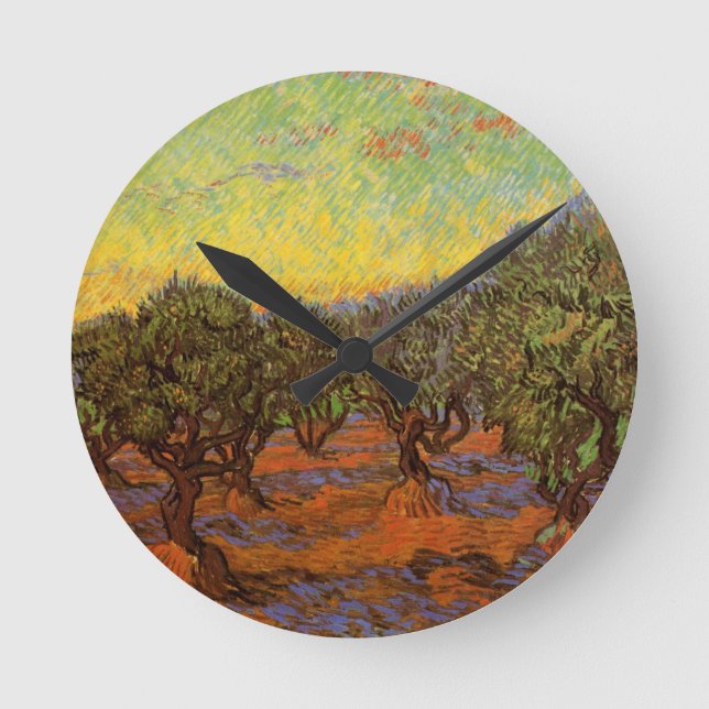 Horloge Ronde Oliveraie, ciel orange par Vincent van Gogh (Recto)