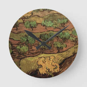 Horloge Ronde Oliviers de Van Gogh contre la pente d'une colline