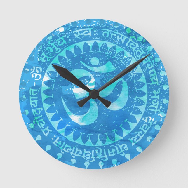 Horloge Ronde Om bleu rustique (Recto)