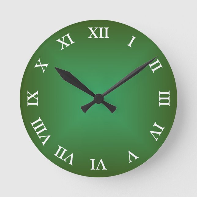 Horloge Ronde Ombre angulaire verte, chiffres arabes ou romains (Recto)