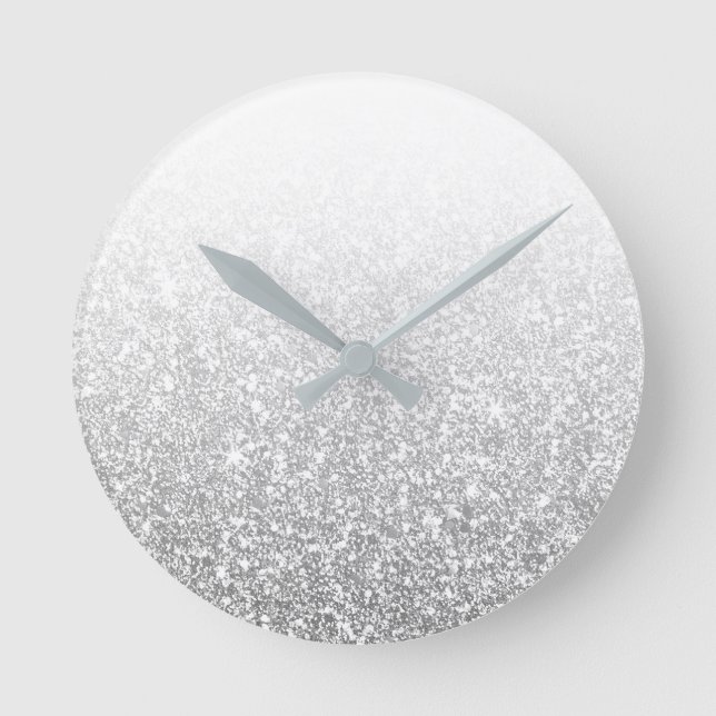 Horloge Ronde Ombre Argent brillant blanc bleu blanc gris gris m (Recto)
