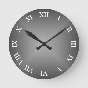 Horloge Ronde Ombre gris angulaire arabe ou romain numérique