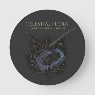 Horloge Ronde Ombres botaniques cosmiques & Plante (SANS CHIFFRE