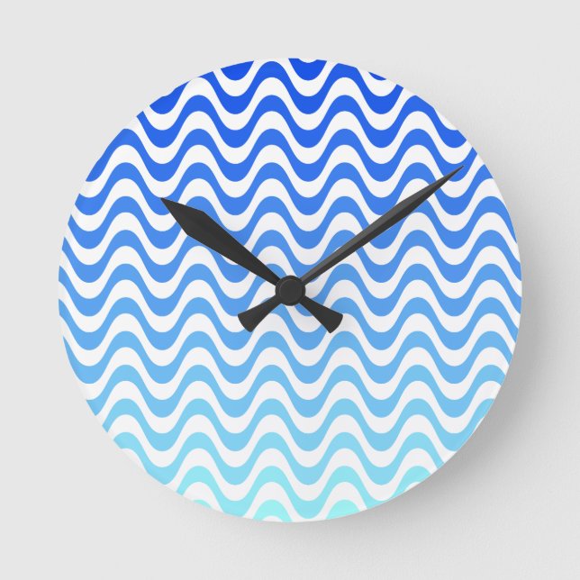 Horloge Ronde Ondes bleues dégradantes (Recto)