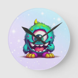 Horloge Ronde Onecru B est le petit monstre joyeux et à un oeil
