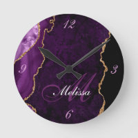 or and purple agate monogragragragram trendy round
