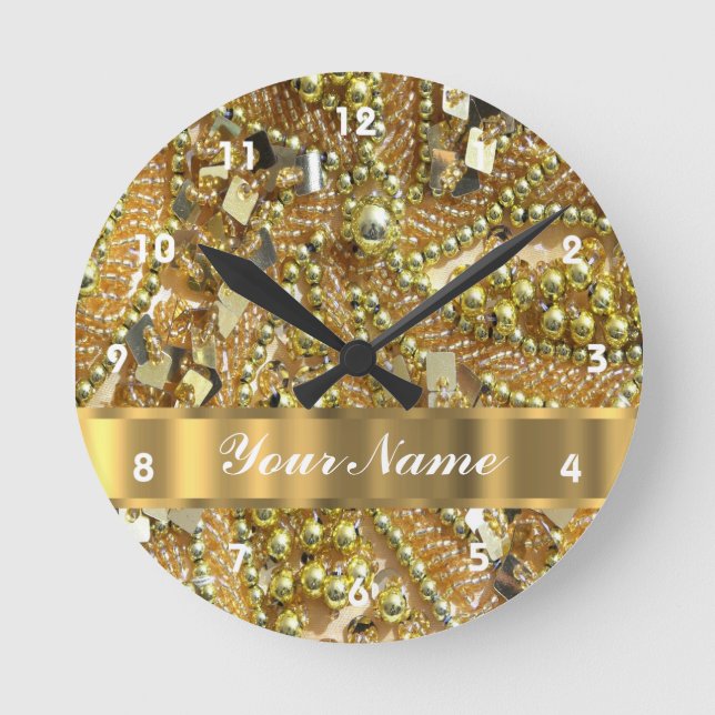 Horloge Ronde Or élégant bling (Recto)