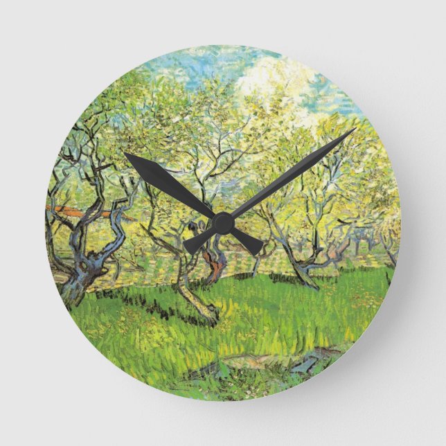 Horloge Ronde Orchard à Blossom par Vincent van Gogh (Recto)