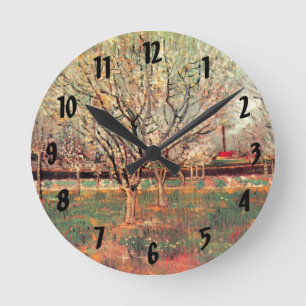 Horloge Ronde Orchard en Fleur, Plum Trees par Vincent van Gogh