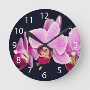 Horloge Ronde Orchidée rose fuchsia