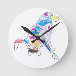 Horloge Ronde Oreiller à lancer de chien arc-en-ciel