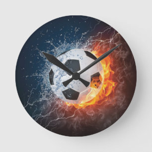 Horloge Ronde Oreiller de lancer balle de football/soccer enflam