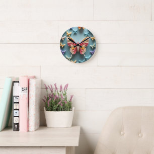 Horloge Ronde Origami papillon
