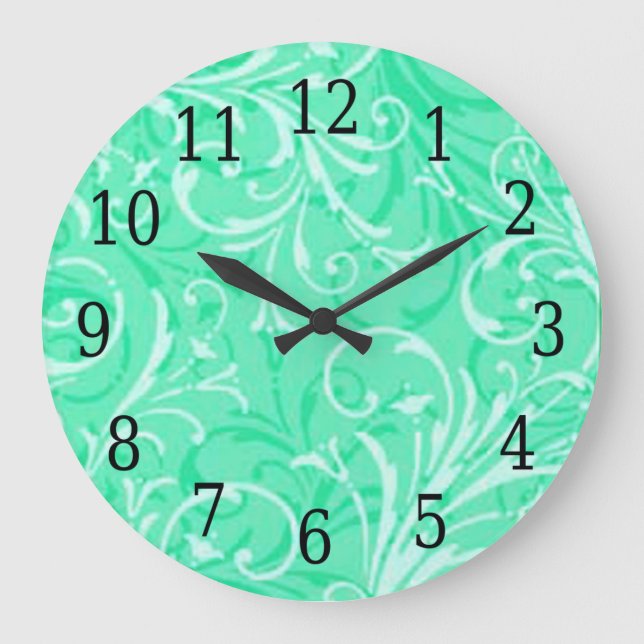 Horloge ronde ornementale verte à la menthe (Recto)