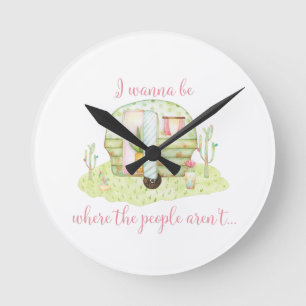 Horloge Ronde "Où les personnes ne sont pas" - rétro caravane de