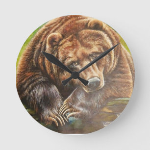 Horloge Ronde Ours contemplatif