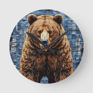 Horloge Ronde Ours grizzly