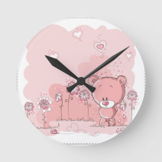 HORLOGE RONDE OURS ROSE