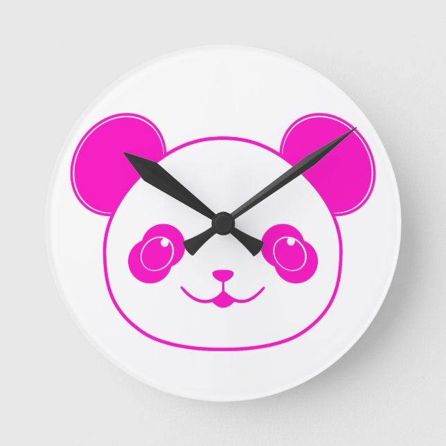 Horloge Ronde Ours rose Kawaii Panda (Recto)