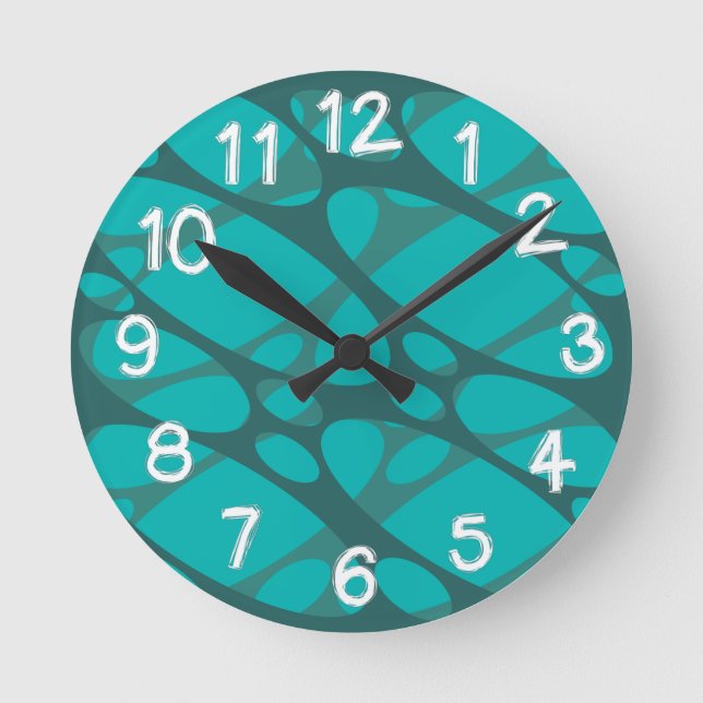 Horloge Ronde Ovales à couche turquoise (Recto)