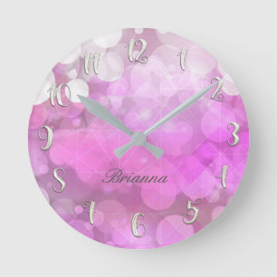 Horloge Ronde Paillettes roses scintillantes effet bokeh personn