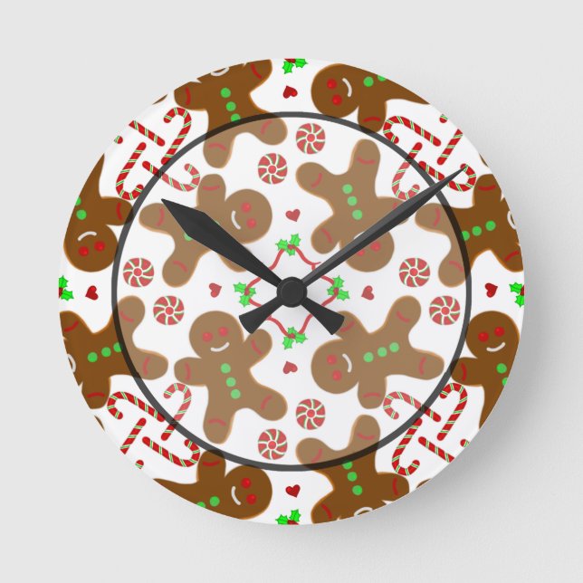 Horloge Ronde Pain d'épices homme Noël Monogramme (Recto)