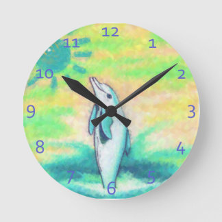 Horloge Ronde Painted Dolphin Clocks