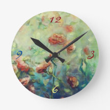 Painted Roses wall clock