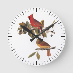 Horloge Ronde Paire cardinale Audubon en amandiers sauvages