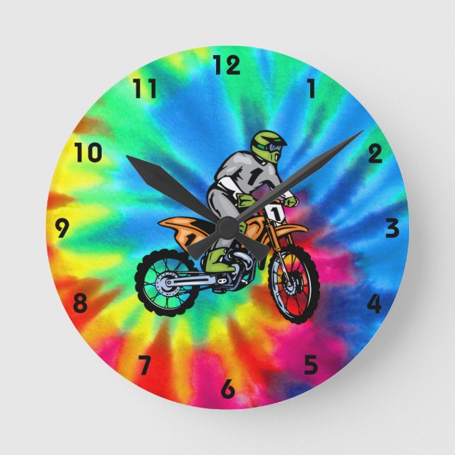 Horloge Ronde Paix, Amour, Motocross (Recto)
