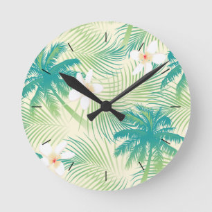 Horloge Ronde Palmiers tropicaux d'été