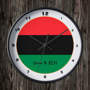 Horloge Ronde Pan African, Unia Flag Symbole trendy fashion cloc
