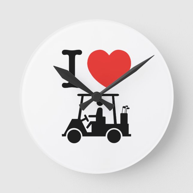 Horloge Ronde Panier de golf I Heart (Love) (Recto)