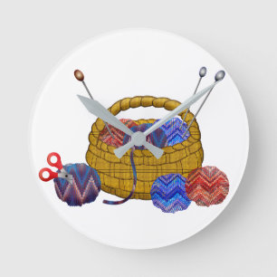 Horloge Ronde Panier de l'artisanat crochet des aiguilles de Tri