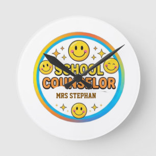 Horloge Ronde Panneau de conseiller scolaire visage souriant mod