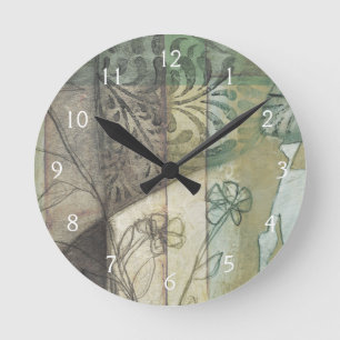 Horloge Ronde Panneau de jardin avec le feuille, les fleurs, et