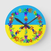 Panneau de paix avec fleurs, drapeau ukrainien bou