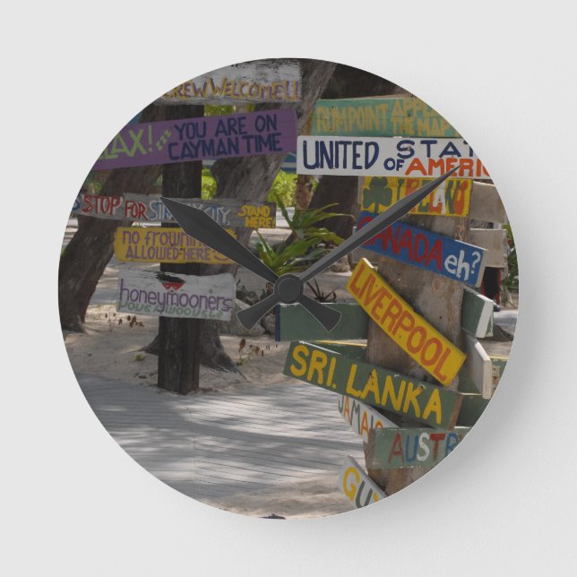 Horloge Ronde Panneau indicateur Rum Point Grand Cayman (Recto)