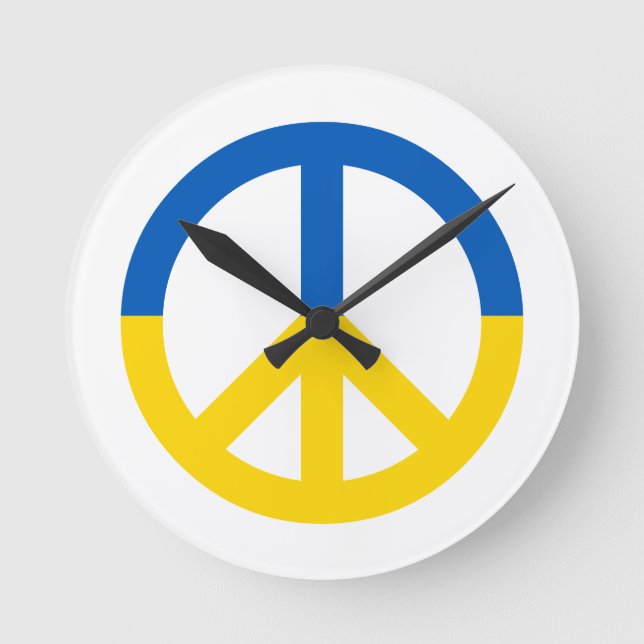 Horloge Ronde Panneau SYMBOLE DE LA PAIX Ukraine Bleu Jaune Drap (Recto)